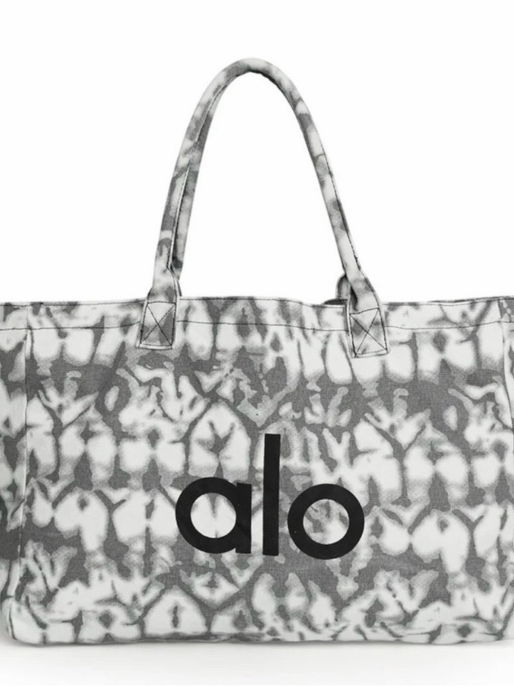 NWT ALO Yoga Gray Tie-Dye Canvas Tote with Bold Logo